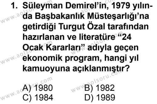 Seçmeli Çağdaş Türk ve Dünyası Tarihi 2 Dersi 2013 - 2014 Yılı 1. Dönem Sınav Soruları 1. Soru