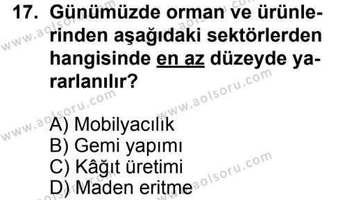 Seçmeli Coğrafya 2 Dersi 2011-2012 Yılı 1. Dönem Sınavı 17. Soru