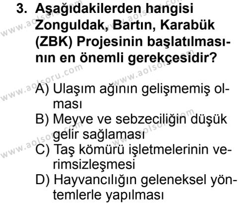 Seçmeli Coğrafya 4 Dersi 2011 - 2012 Yılı 3. Dönem Sınav Soruları 3. Soru