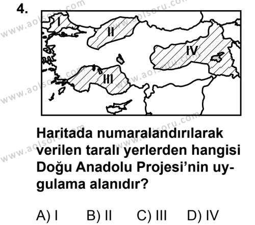 Seçmeli Coğrafya 4 Dersi 2011 - 2012 Yılı 3. Dönem Sınav Soruları 4. Soru