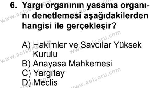 Seçmeli Demokrasi ve İnsan Hakları 2 Dersi 2014-2015 Yılı 2. Dönem Sınavı 6. Soru