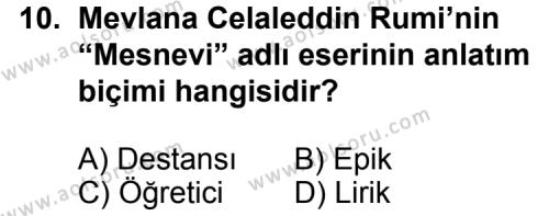 Seçmeli Dil ve Anlatım 4 Dersi 2011-2012 Yılı 2. Dönem Sınavı 10. Soru