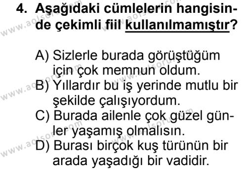 Seçmeli Dil ve Anlatım 4 Dersi 2015 - 2016 Yılı Ek Sınav Soruları 4. Soru