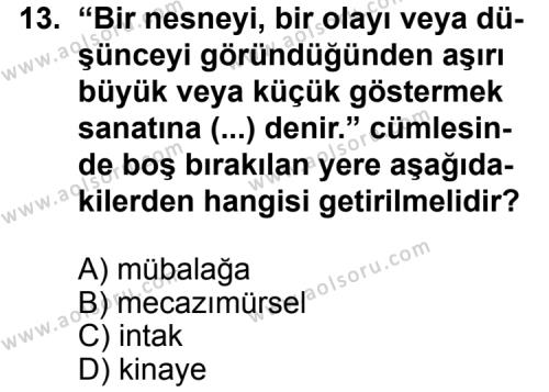 Seçmeli Dil ve Anlatım 8 Dersi 2012-2013 Yılı 1. Dönem Sınavı 13. Soru