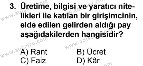 Seçmeli Ekonomi 2 Dersi 2013 - 2014 Yılı 1. Dönem Sınav Soruları 3. Soru