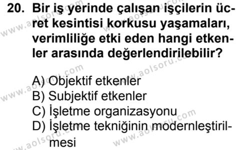 Seçmeli Ekonomi 2 Dersi 2016-2017 Yılı 1. Dönem Sınavı 20. Soru