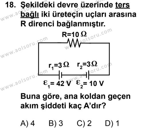 Seçmeli Fizik 2 Dersi 2012-2013 Yılı 1. Dönem Sınavı 18. Soru