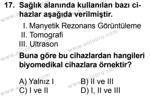 Seçmeli Fizik 4 Dersi 2016-2017 Yılı 1. Dönem Sınavı 17. Soru