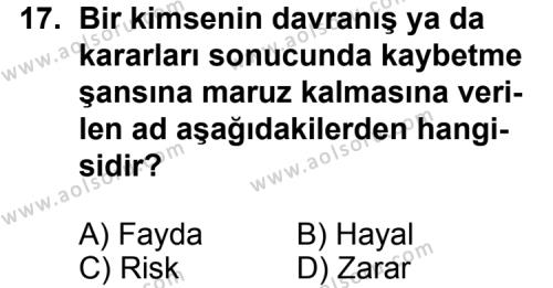 Seçmeli Girişimcilik 1 Dersi 2014-2015 Yılı 1. Dönem Sınavı 17. Soru