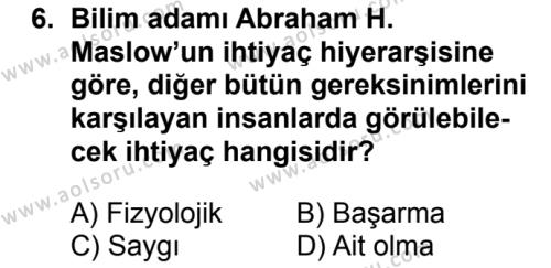 Seçmeli Girişimcilik 1 Dersi 2016-2017 Yılı 2. Dönem Sınavı 6. Soru