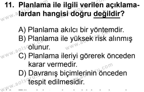 Seçmeli Girişimcilik 1 Dersi 2017-2018 Yılı 1. Dönem Sınavı 11. Soru