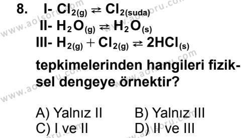 Seçmeli Kimya 1 Dersi 2013-2014 Yılı 1. Dönem Sınavı 8. Soru