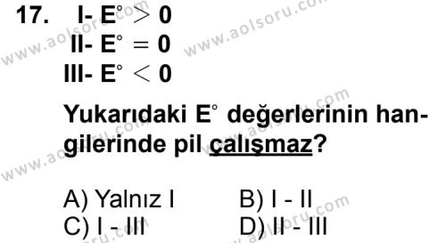 Seçmeli Kimya 2 Dersi 2011-2012 Yılı 1. Dönem Sınavı 17. Soru