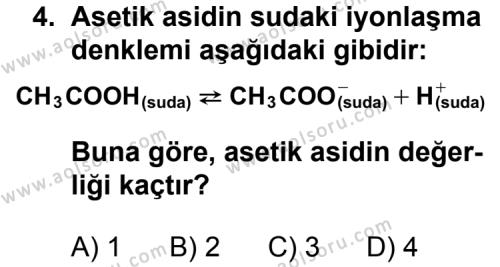 Seçmeli Kimya 2 Dersi 2011 - 2012 Yılı 3. Dönem Sınav Soruları 4. Soru