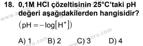 Seçmeli Kimya 2 Dersi 2018-2019 Yılı 1. Dönem Sınavı 18. Soru