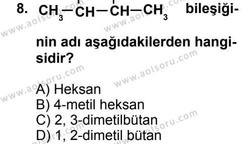 Seçmeli Kimya 3 Dersi 2012-2013 Yılı 2. Dönem Sınavı 8. Soru