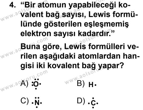 Seçmeli Kimya 3 Dersi 2012 - 2013 Yılı 3. Dönem Sınav Soruları 4. Soru