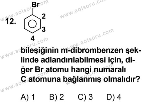 Seçmeli Kimya 3 Dersi 2013-2014 Yılı 1. Dönem Sınavı 12. Soru