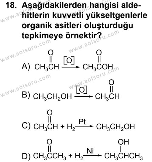 Seçmeli Kimya 3 Dersi 2013-2014 Yılı 2. Dönem Sınavı 18. Soru