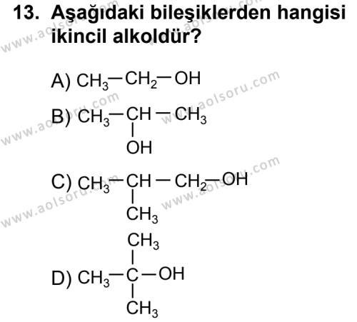 Seçmeli Kimya 3 Dersi 2014-2015 Yılı 3. Dönem Sınavı 13. Soru