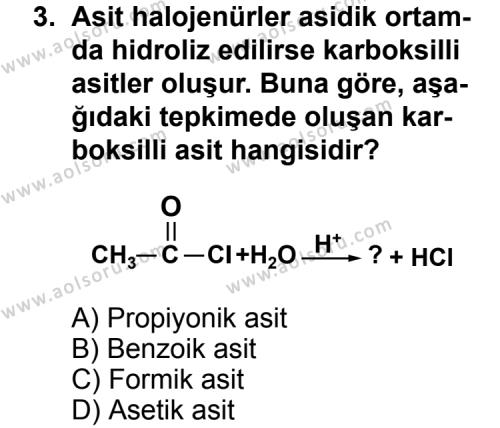 Seçmeli Kimya 4 Dersi 2012 - 2013 Yılı 3. Dönem Sınav Soruları 3. Soru