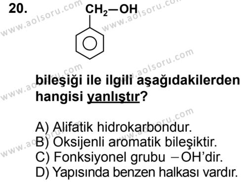 Seçmeli Kimya 4 Dersi 2012-2013 Yılı 3. Dönem Sınavı 20. Soru