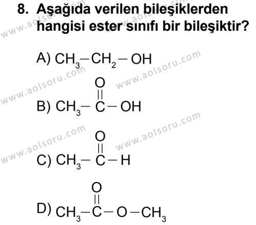 Seçmeli Kimya 4 Dersi 2015-2016 Yılı 2. Dönem Sınavı 8. Soru