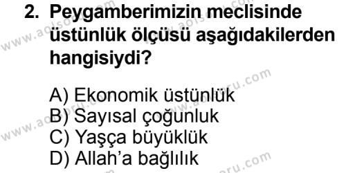 Seçmeli Peygamberimizin Hayatı 2 Dersi 2015 - 2016 Yılı 1. Dönem Sınav Soruları 2. Soru