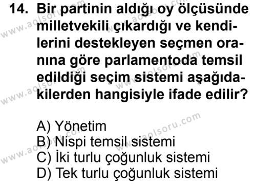 Seçmeli Sosyoloji 2 Dersi 2011-2012 Yılı 3. Dönem Sınavı 14. Soru