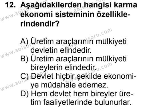 Seçmeli Sosyoloji 2 Dersi 2012-2013 Yılı 3. Dönem Sınavı 12. Soru