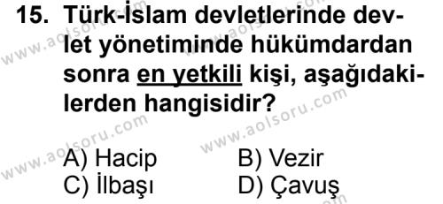 Seçmeli Tarih 2 Dersi 2014-2015 Yılı 2. Dönem Sınavı 15. Soru