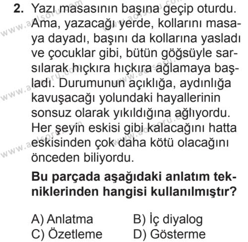 Seçmeli Türk Dili ve Edebiyatı 2 Dersi 2018 - 2019 Yılı 2. Dönem Sınav Soruları 2. Soru