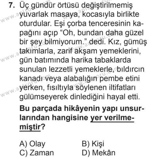 Seçmeli Türk Dili ve Edebiyatı 3 Dersi 2018-2019 Yılı 2. Dönem Sınavı 7. Soru
