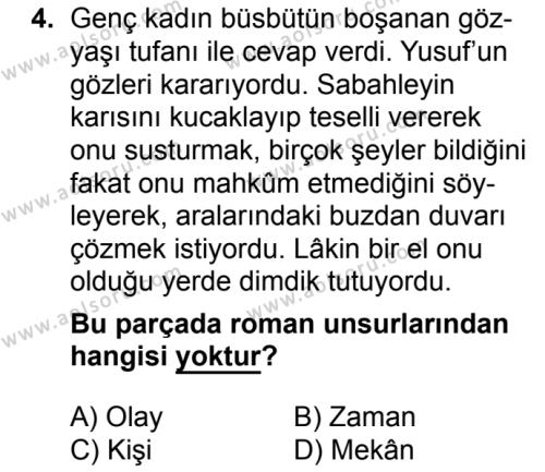 Seçmeli Türk Dili ve Edebiyatı 4 Dersi 2018 - 2019 Yılı 3. Dönem Sınav Soruları 4. Soru