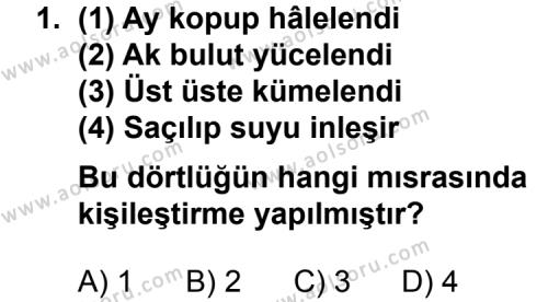 Seçmeli Türk Edebiyatı 3 Dersi 2011 - 2012 Yılı 1. Dönem Sınav Soruları 1. Soru