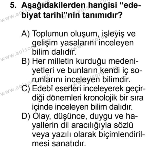 Seçmeli Türk Edebiyatı 3 Dersi 2011-2012 Yılı 1. Dönem Sınavı 5. Soru