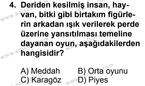 Seçmeli Türk Edebiyatı 3 Dersi 2012 - 2013 Yılı 1. Dönem Sınav Soruları 4. Soru