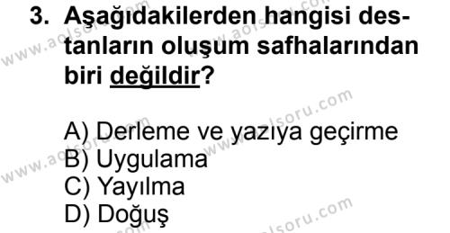 Seçmeli Türk Edebiyatı 3 Dersi 2012 - 2013 Yılı 2. Dönem Sınav Soruları 3. Soru