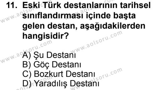 Seçmeli Türk Edebiyatı 3 Dersi 2012-2013 Yılı 3. Dönem Sınavı 11. Soru