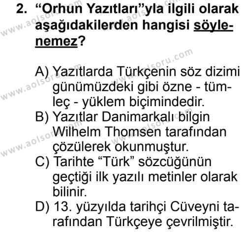 Seçmeli Türk Edebiyatı 3 Dersi 2013 - 2014 Yılı 1. Dönem Sınav Soruları 2. Soru