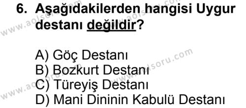 Seçmeli Türk Edebiyatı 3 Dersi 2013-2014 Yılı 1. Dönem Sınavı 6. Soru