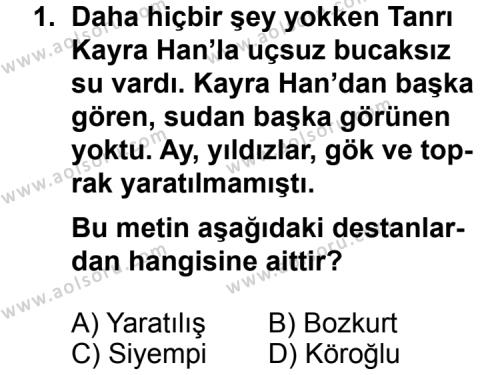 Seçmeli Türk Edebiyatı 3 Dersi 2013 - 2014 Yılı 3. Dönem Sınav Soruları 1. Soru