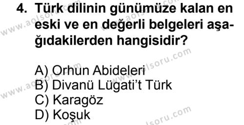 Seçmeli Türk Edebiyatı 3 Dersi 2014 - 2015 Yılı 2. Dönem Sınav Soruları 4. Soru