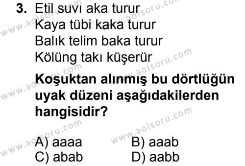 Seçmeli Türk Edebiyatı 3 Dersi 2014 - 2015 Yılı 3. Dönem Sınav Soruları 3. Soru