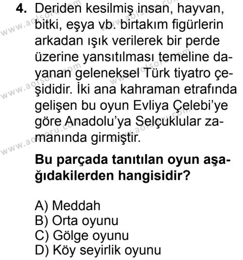 Seçmeli Türk Edebiyatı 3 Dersi 2015 - 2016 Yılı Ek Sınav Soruları 4. Soru