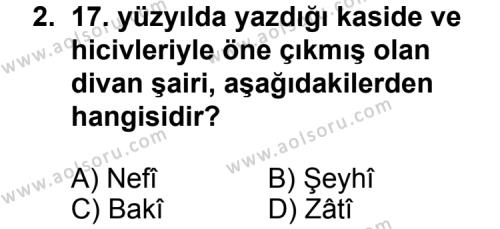 Seçmeli Türk Edebiyatı 4 Dersi 2011 - 2012 Yılı 2. Dönem Sınav Soruları 2. Soru