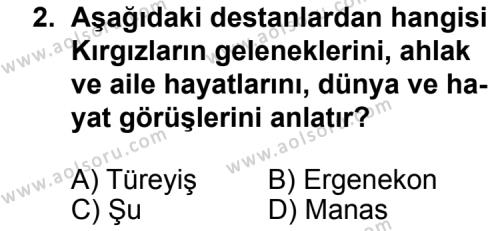 Seçmeli Türk Edebiyatı 4 Dersi 2011 - 2012 Yılı Ek Sınav Soruları 2. Soru