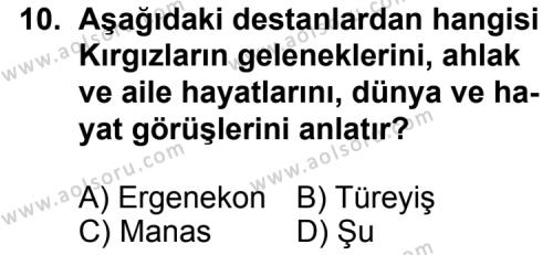 Seçmeli Türk Edebiyatı 4 Dersi 2012-2013 Yılı 1. Dönem Sınavı 10. Soru