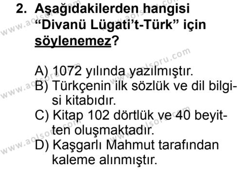 Seçmeli Türk Edebiyatı 4 Dersi 2012 - 2013 Yılı 2. Dönem Sınav Soruları 2. Soru