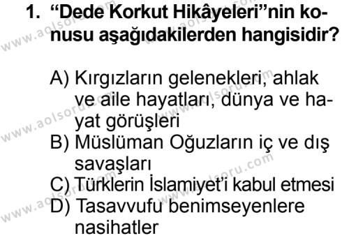 Seçmeli Türk Edebiyatı 4 Dersi 2012 - 2013 Yılı 3. Dönem Sınav Soruları 1. Soru